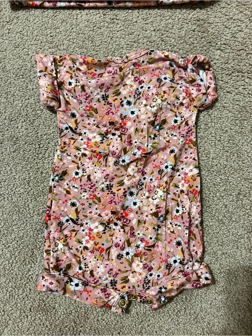 Lou Lou & Company Pink Floral Baby Romper & Matching Swaddle